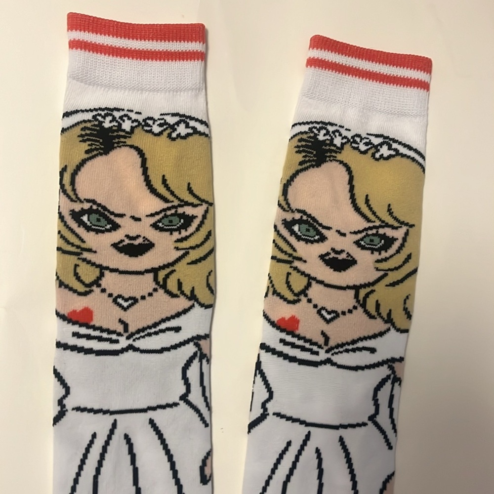 Universal White and Red Graphic Socks